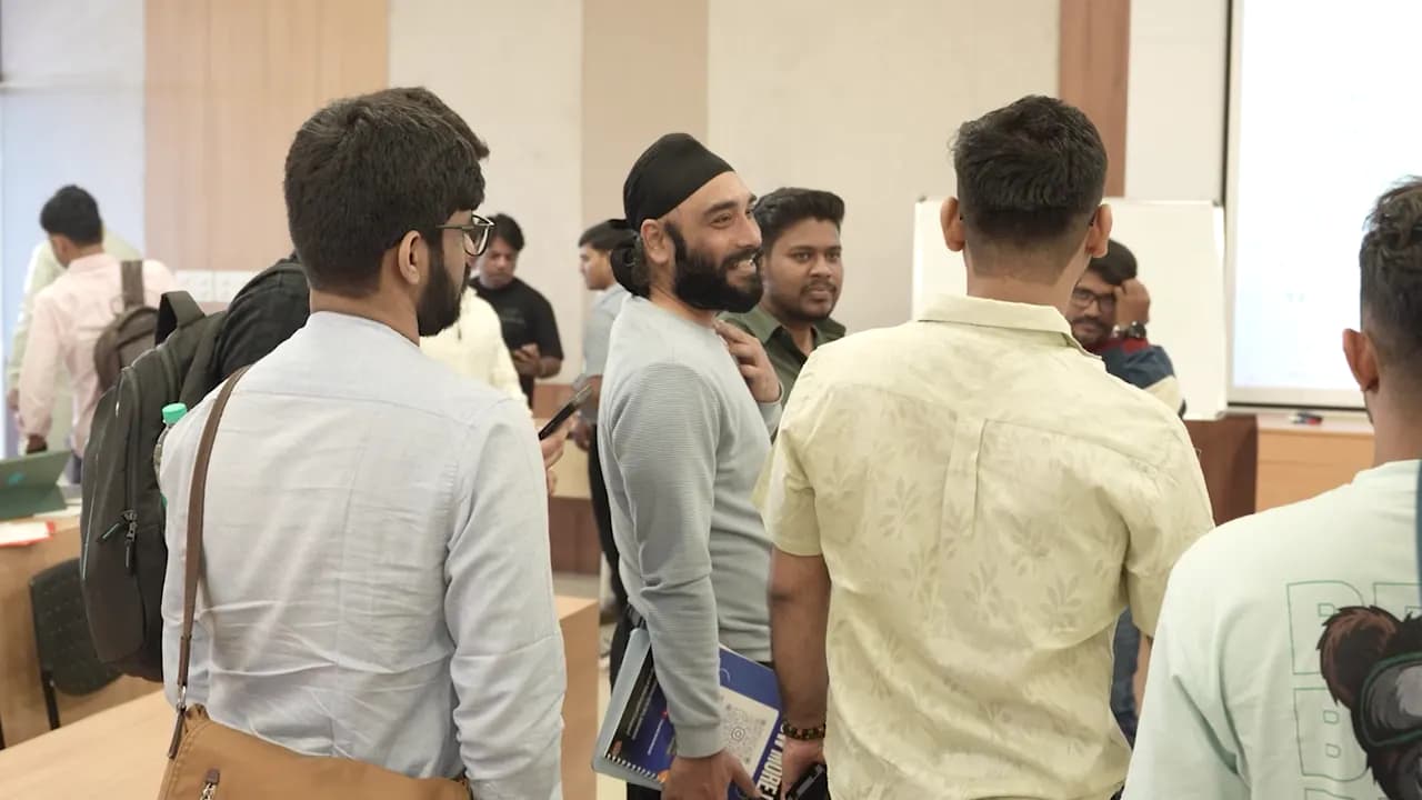 Students talking between sessions